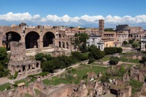 anoramic view of the Roman Forum in Rome