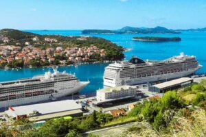 Mediterranean cruise ships docked along the Croatian coast