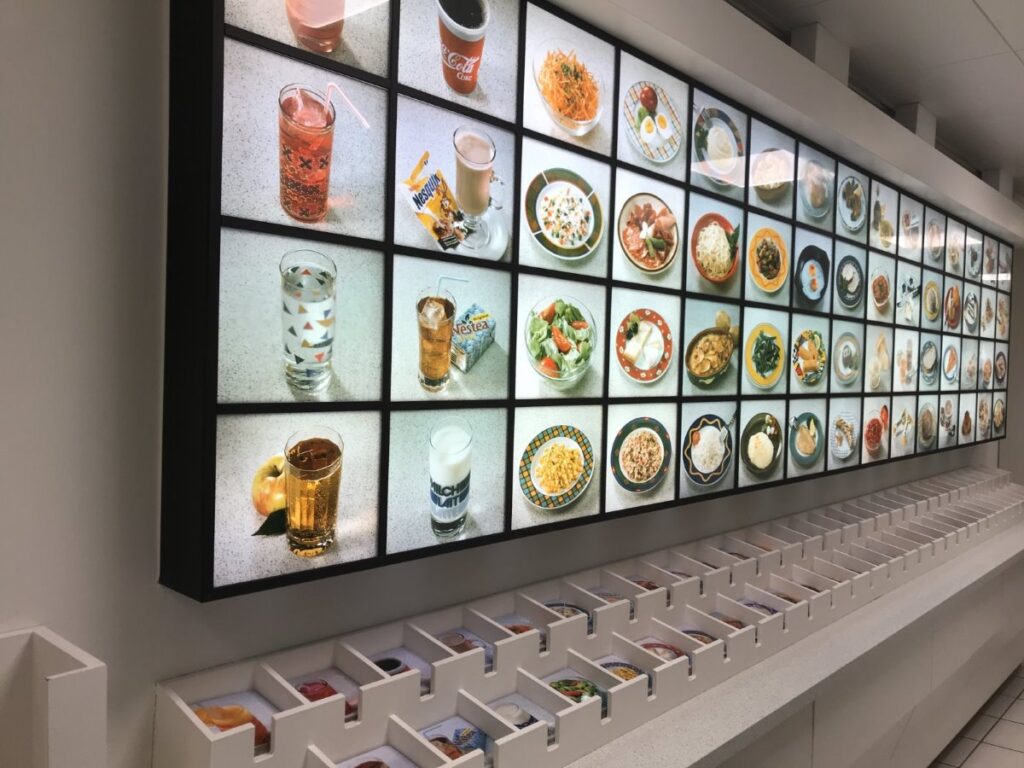 Food display exploring eating habits at the Alimentarium in Vevey, Switzerland