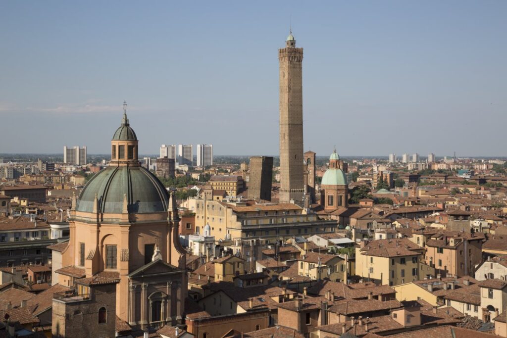 Bologna skyline with the Asinelli Tower in Italy