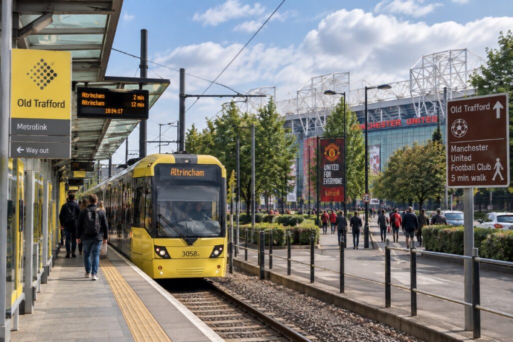 Metrolink tram near Old Trafford in Manchester