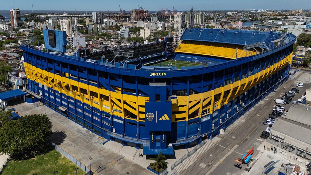 Aerial view of La Bombonera in the La Boca neighborhood of Buenos Aires