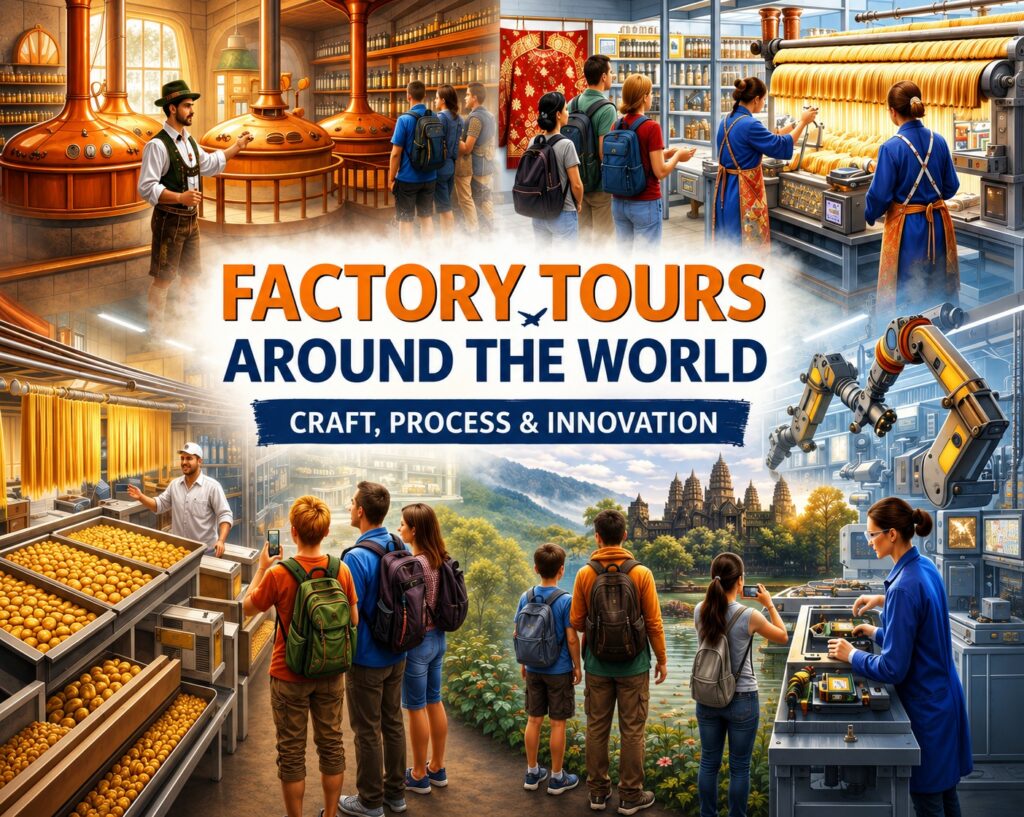 Factory tours around the world featuring food production, traditional manufacturing and modern robotics